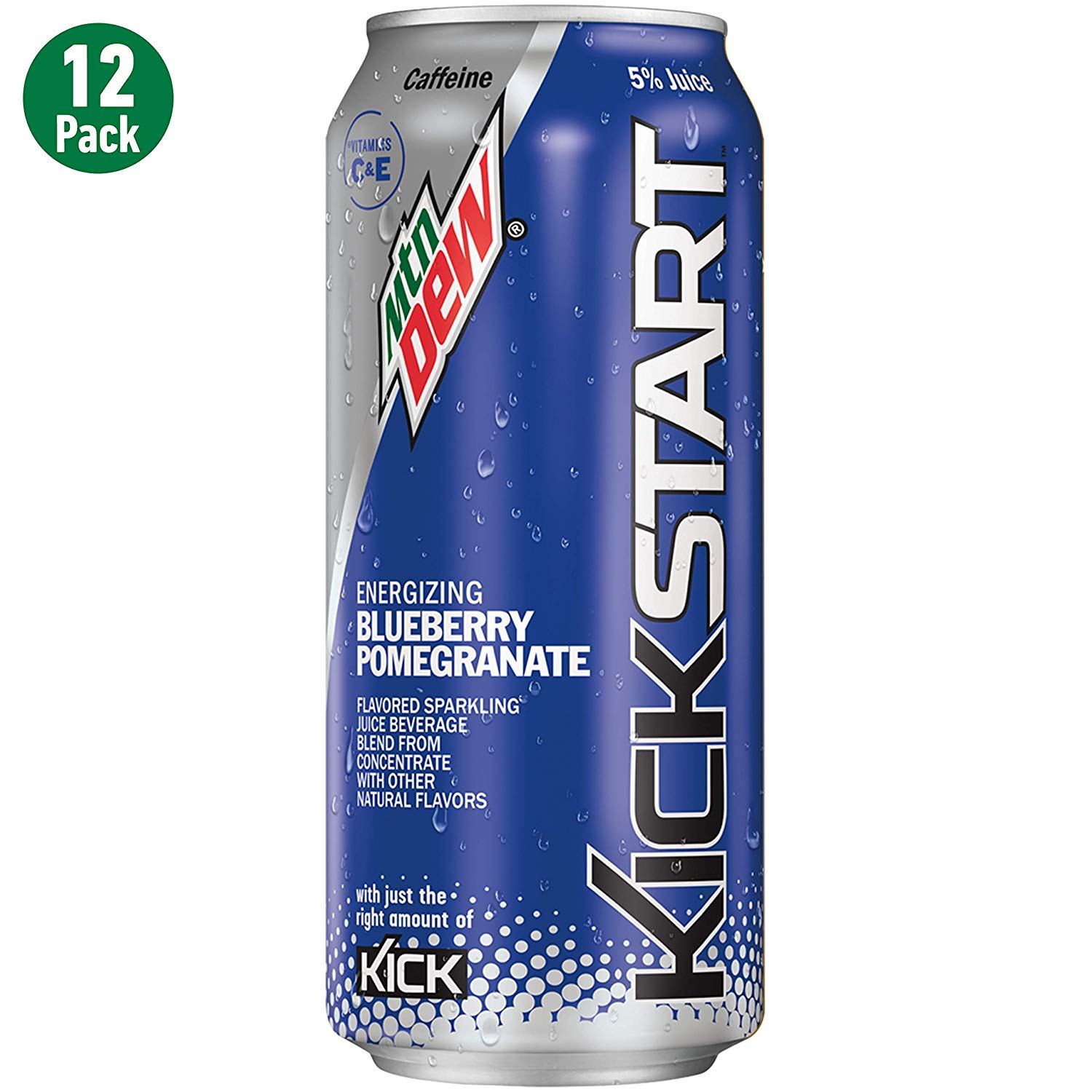 Mountain Dew Kickstart, Blueberry Pomegranate, 16 Fl Oz (12 Count)