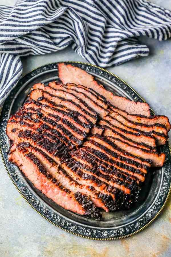 smoked beef brisket on a plate