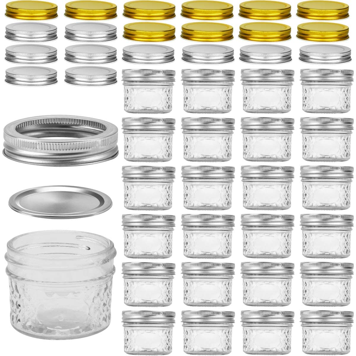 Mini Mason Jars, VERONES Mason Jars 4 oz With Regular Lids