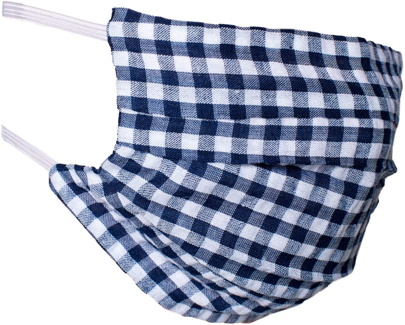 Fashion Face Mask Washable Reusable Made in USA (Navy Checkered)