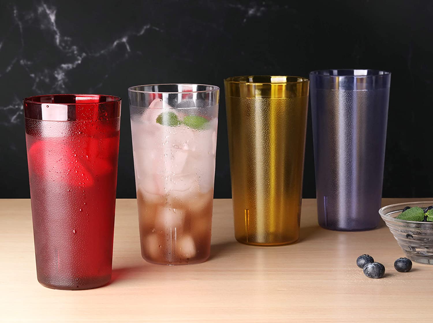 2 New Star Foodservice 46489 Tumbler Beverage Cups, Restaurant Quality, Plastic, 20 oz, Red, Set of 12