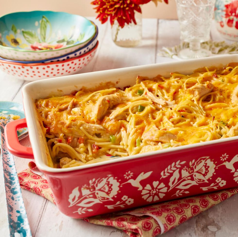 chicken spaghetti in a dish