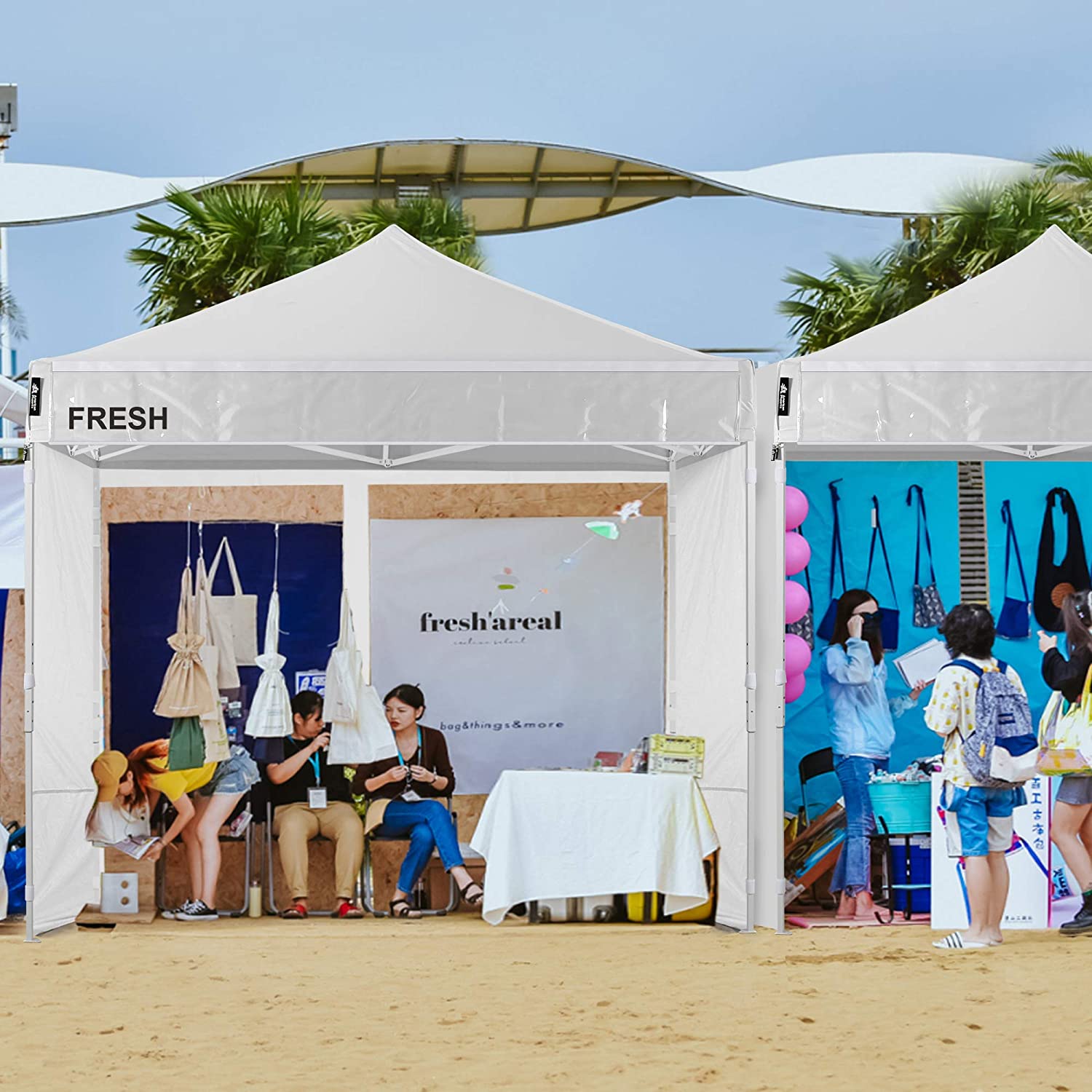 AMERICAN PHOENIX Canopy Tent 10x10 Easy Pop Up Outdoor Canopies Folding Instant Shelter Sunshade with 4 Removable Sunwalls (White)