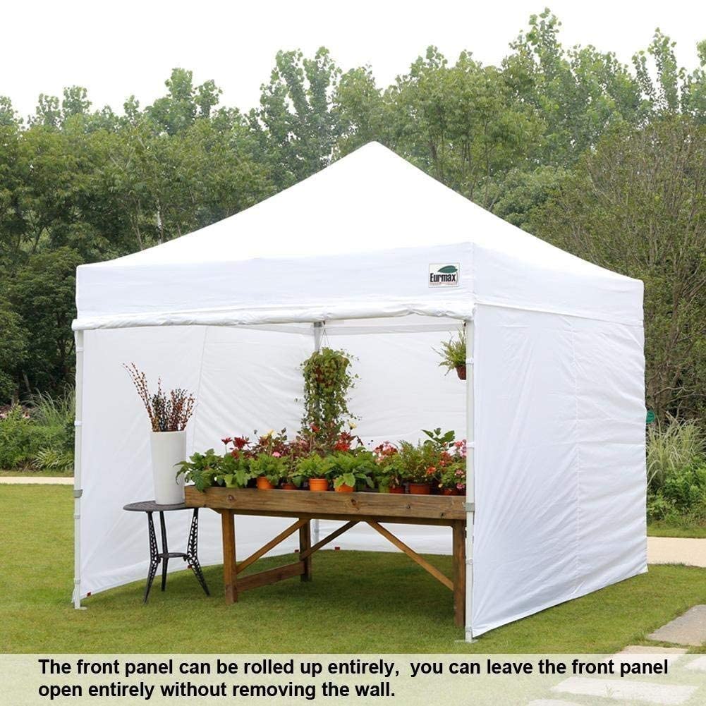 Eurmax 10'x10' Ez Pop-up Canopy Tent with 4 Removable Side Walls and Roller Bag, Bonus 4 SandBags, White