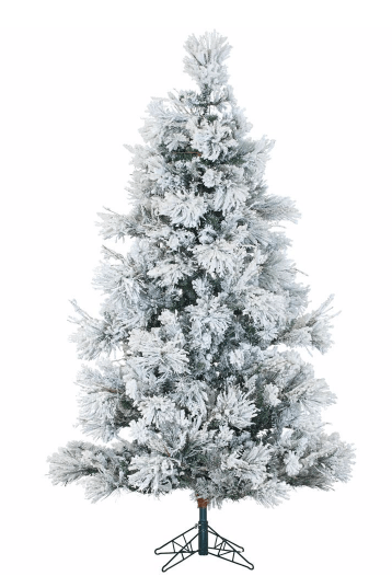 6.5 ft. Pre-Lit LED Flocked Snowy Pine Artificial Christmas Tree with 450 Clear String Lights