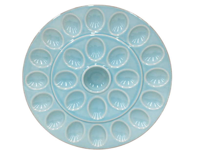 blue egg platter deviled egg tray