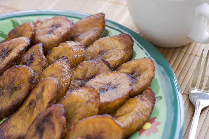 Ripe fried plantains. Common in Puerto Rico and other parts of the Caribbean. If you need a recipe to print, use the one below: