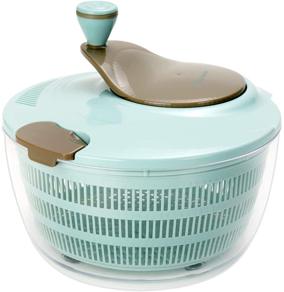 Foruisin 4.2 Quart Salad Spinner with Good Grips Crank Handle, Spinning Strainer, Serving Bowl to Wash, Dry, Vegetables, Fruit, Serve Lettuce, Herbs-Clean Healthy Produce