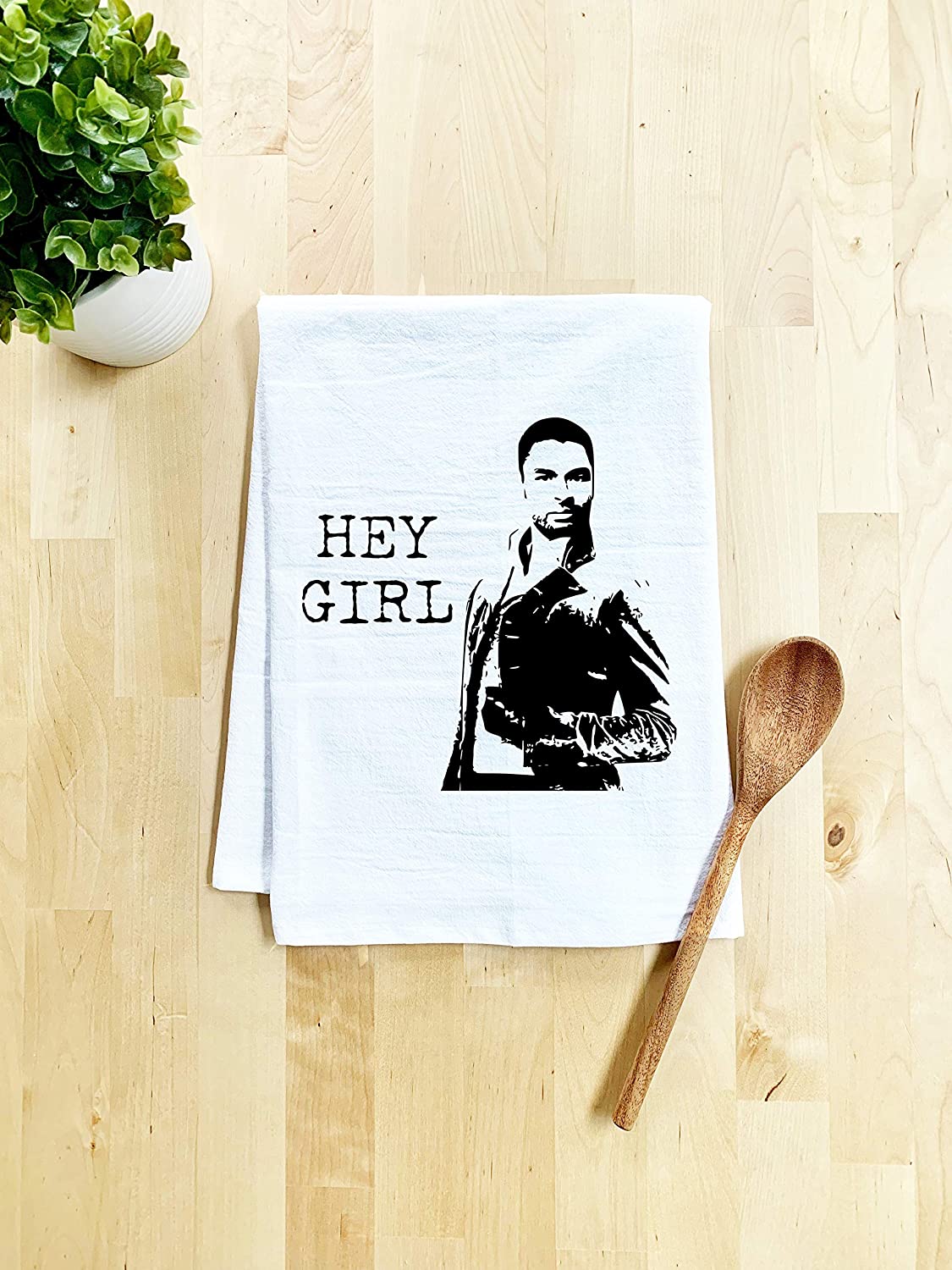 Funny Kitchen Towel, Hey Girl (Bridgerton, Duke of Hastings), Flour Sack Dish Towel, Sweet Housewarming Gift, White