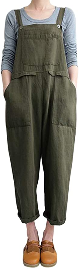 Gihuo Women's Casual Baggy Overalls Jumpsuit with Pockets
