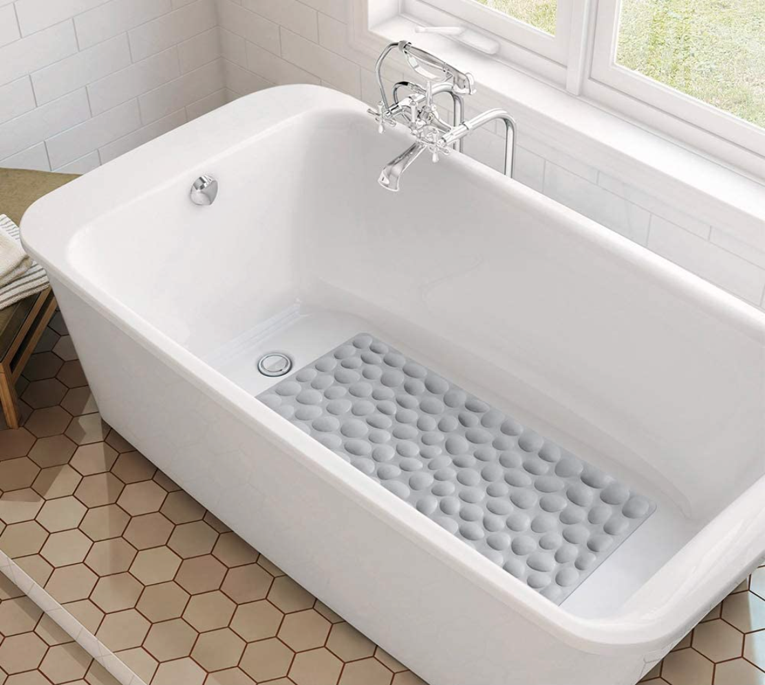 OTHWAY Non-Slip Bathtub Mat Soft Rubber Bathmat with Strong Suction Cups (Grey)