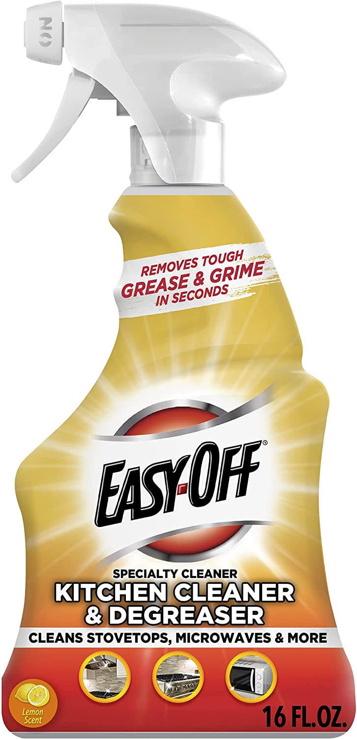 Easy Off Specialty Kitchen Degreaser Cleaner, Clear, Lemon, 16 Fl Oz