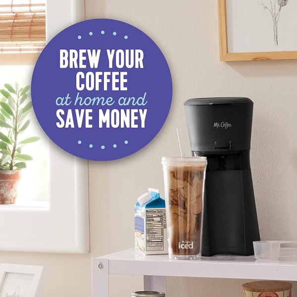 Mr. Coffee Iced Coffee Maker with Reusable Tumbler and Coffee Filter, Black, Frustration-Free Packaging 1