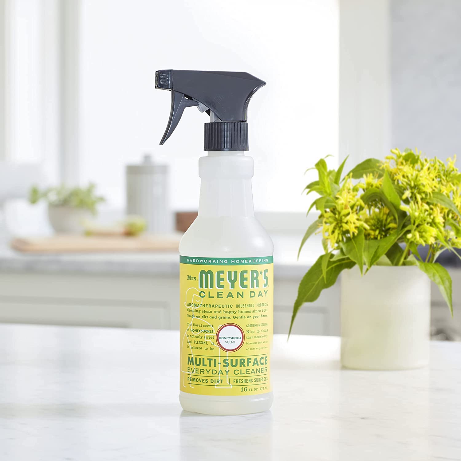Mrs. Meyer's Clean Day Multi-Surface Everyday Cleaner, Cruelty Free Formula, Honeysuckle Scent, 16 oz- Pack of 3