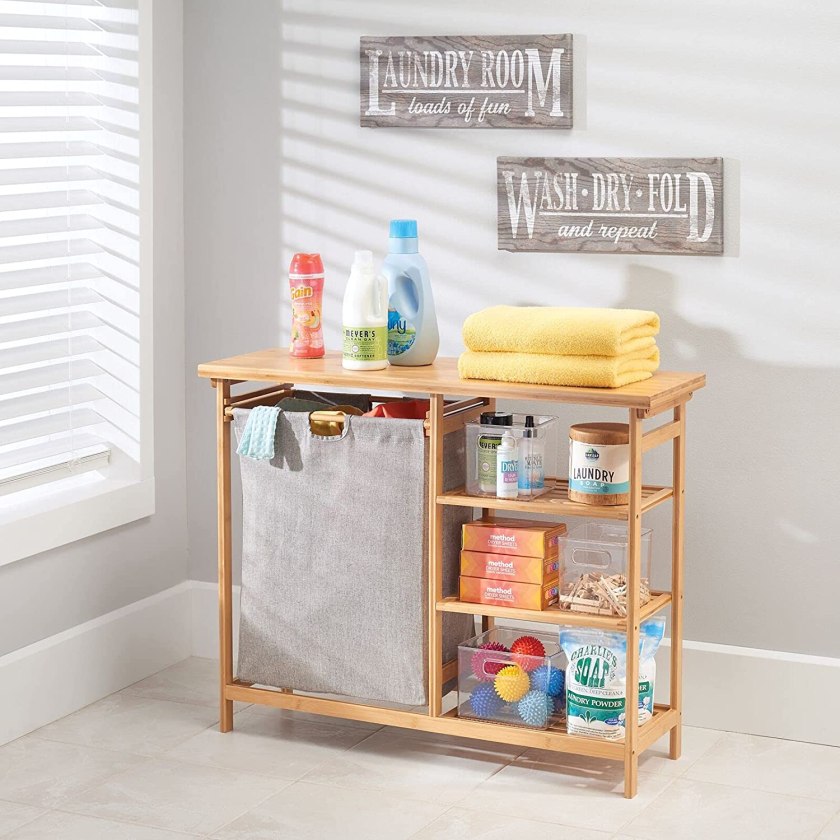 Bamboo Wood Laundry Station