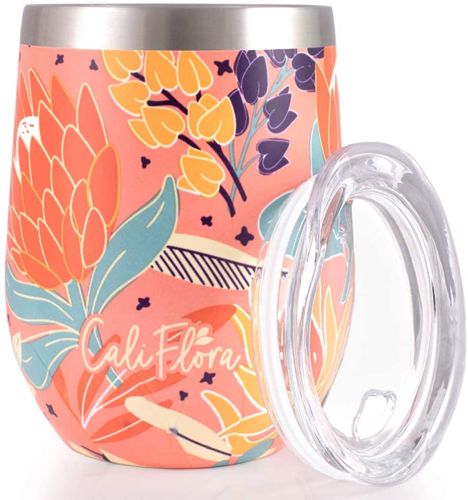 Insulated Wine Tumbler - Double Wall Stainless Steel With Lid