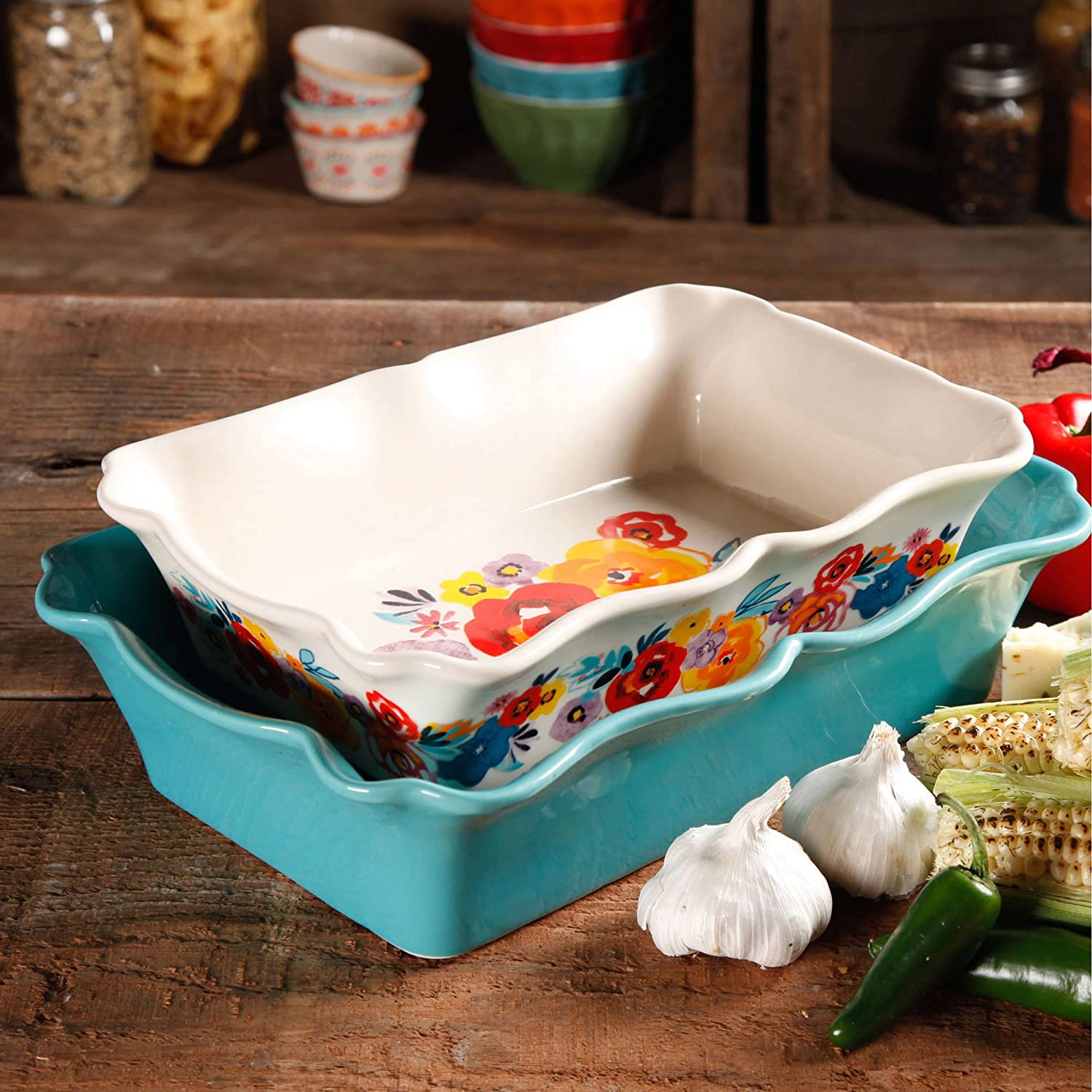 Ruffle Top Ceramic Bakeware Set