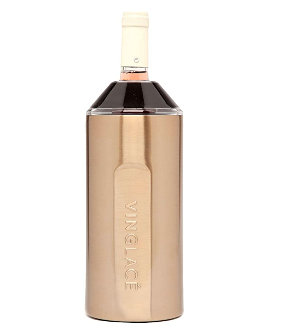 Vinglac&eacute; Wine Bottle Insulator | Stainless Steel | Double Walled | Vacuum Insulated | Tritan Plastic Adjustable Top | Keeps Wine & Champagne Cold for Hours | 10" x 11" x 12" | Copper