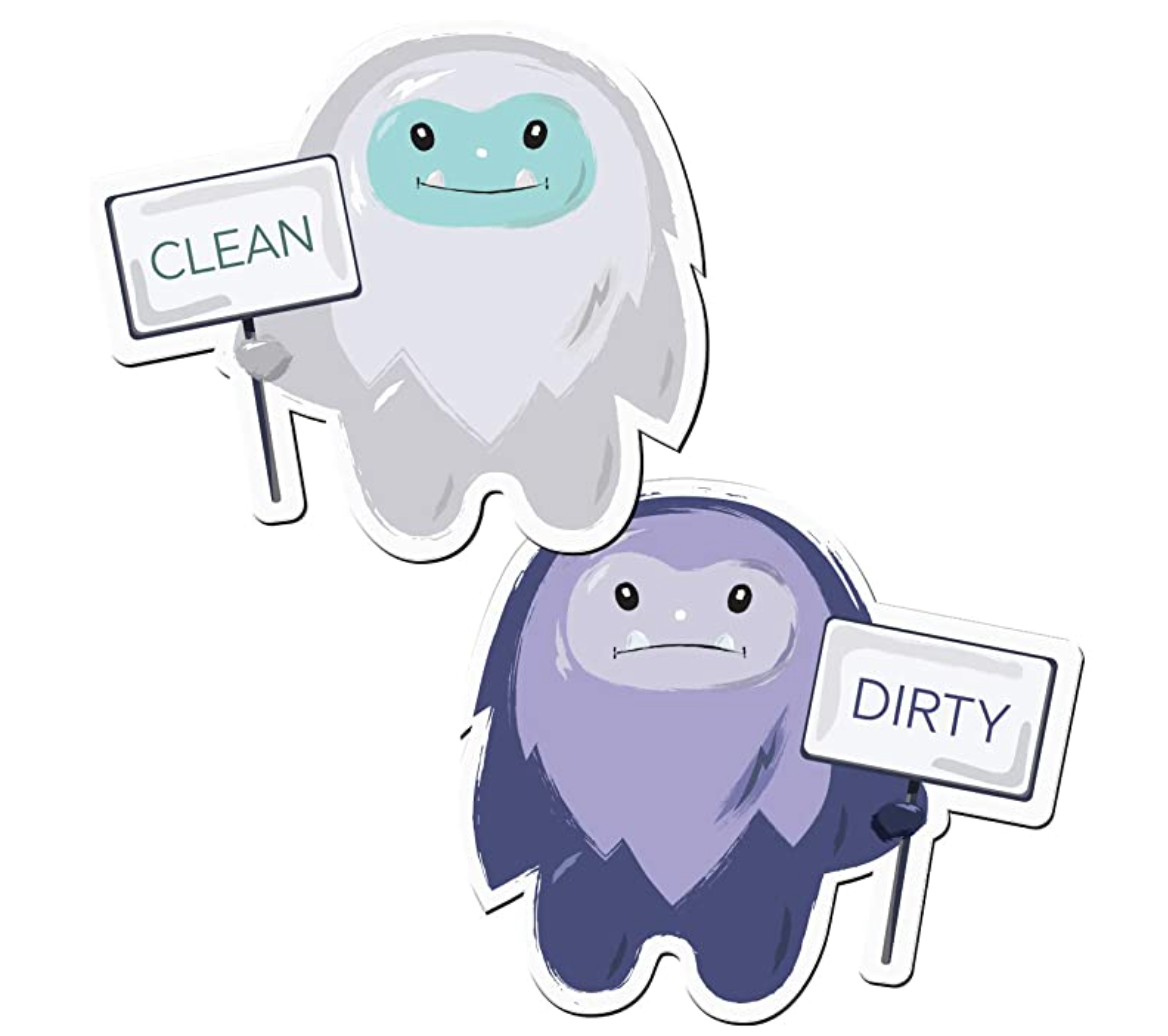 Clean Dirty Magnet for Dishwasher - Yeti Bigfoot, A Strong Heavy Duty Magnetic Dishwasher Sign to Identify if Your Dishes are Clean or Dirty. Double Sided Magnetic Sign Clean or Dirty