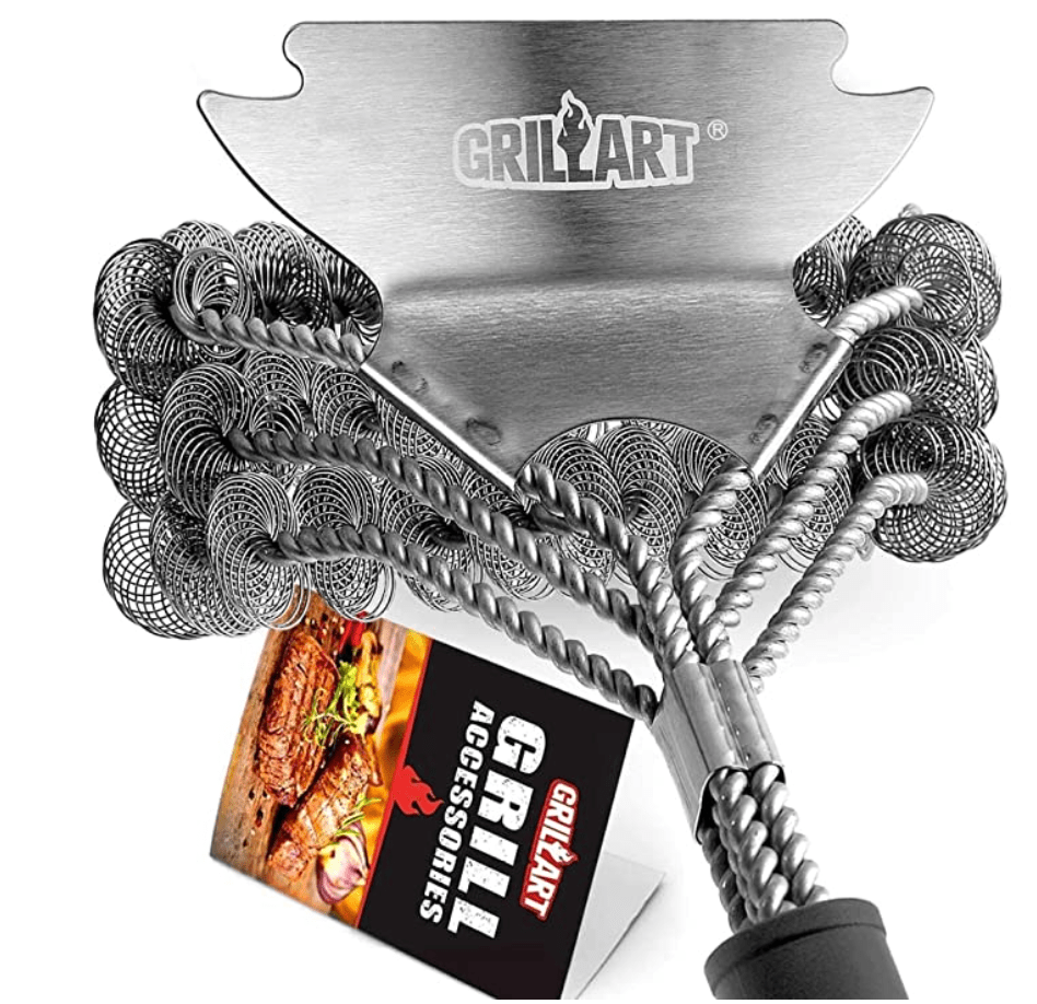 Grill Brush and Scraper Bristle Free - Safe BBQ Brush for Grill Best Rated - 18'' Stainless Grill Grate Cleaner - Safe Grill Accessories for Porcelain/Weber Gas/Charcoal Grill - Gifts for Grill Wizard