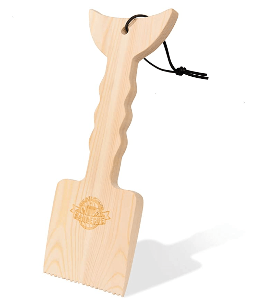 AQUEENLY Wood Grill Scraper Tool, Wooden Grill Cleaner Scraper, Wood Grill Brush BBQ Cleaner Alternative, BBQ Wood Scraper for Cleaning Top and Between Barbecue grates, Safe & Bristle Free Barbecue