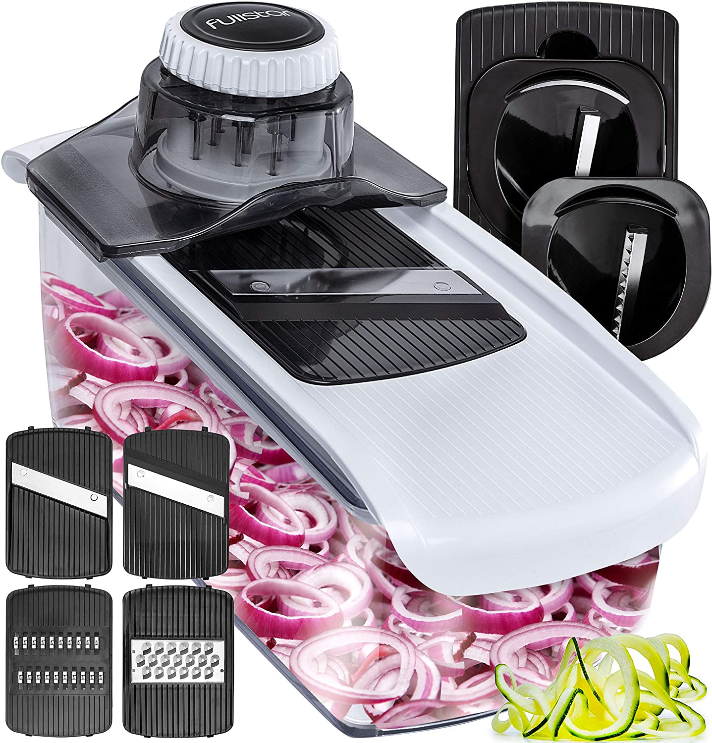 Fullstar Mandoline Slicer Spiralizer Vegetable Slicer - Cheese Slicer Food Slicer 6-in-1 Vegetable Spiralizer Potato Slicer Zoodle Maker BPA-Free Veggie...