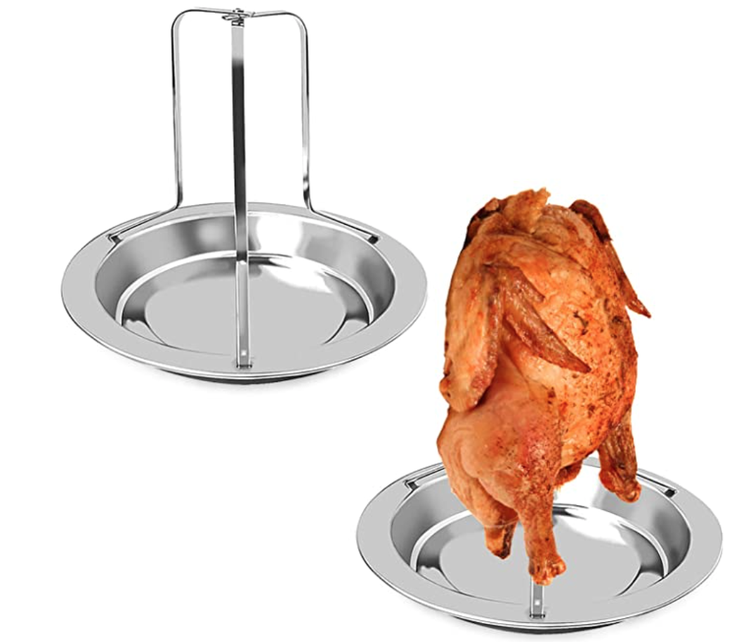 Chicken Roaster Rack,2 Pack Stainless Steel Beer Can Chicken Holder Vertical Roaster Rack Chicken Roasting Rack Roasting Pan for Grill Oven BBQ