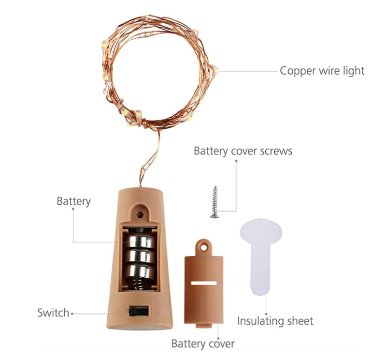 Wine Bottle Lights with Cork, LoveNite 10 Pack Battery Operated LED Cork Shape Silver Wire Colorful Fairy Mini String Lights for DIY, Party, Decor, Christmas, Halloween,Wedding(Warm White)