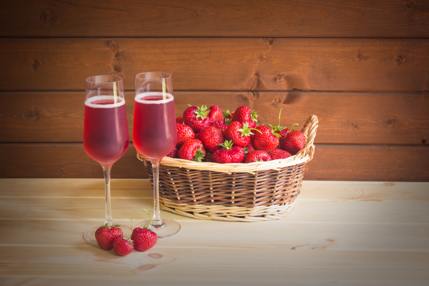 rose with strawberries