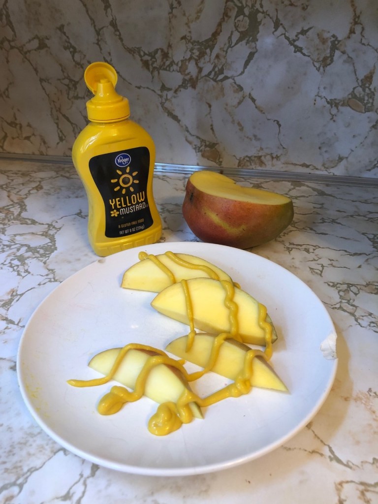 mustard on fruit