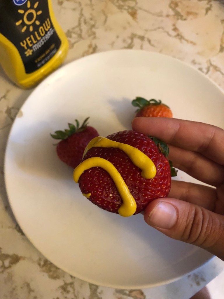 mustard on fruit