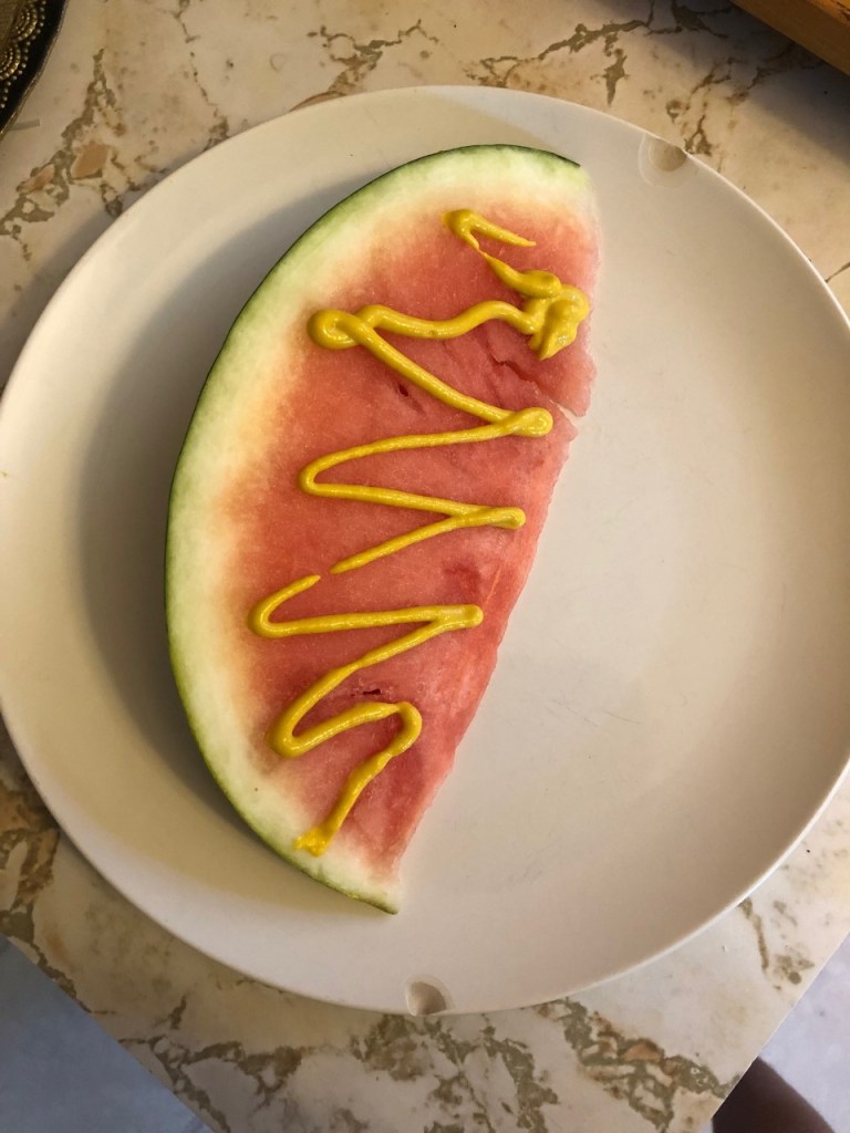 mustard on fruit