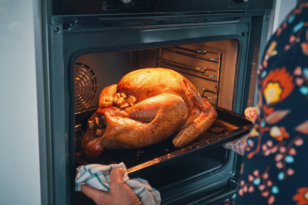 Stuffed Turkey for Thanksgiving Holidays with Vegetables and Other Ingredients