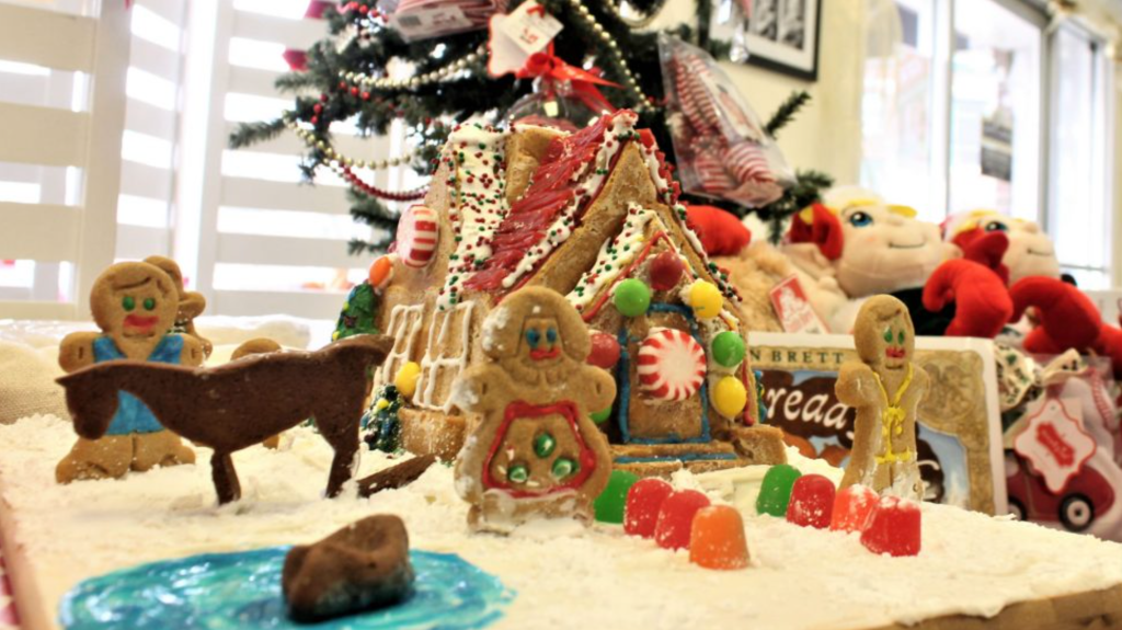 gingerbread house display