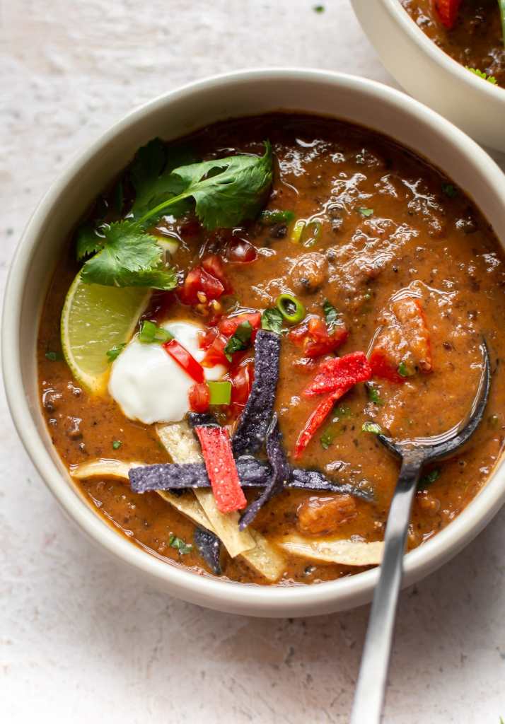 black bean soup in a bowl