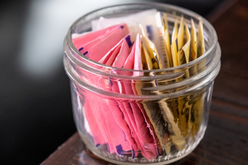 artificial sweeteners in a jar