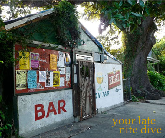 Snake and Jakes dive bar outside