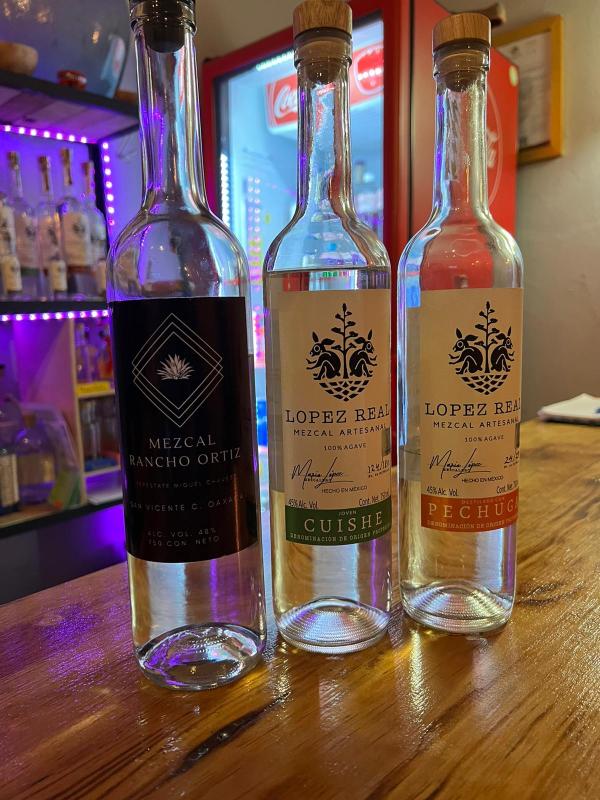 bottles of mezcal