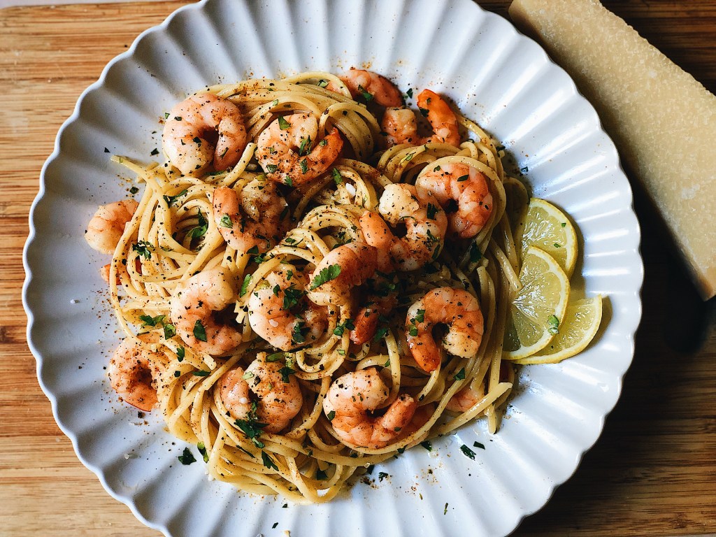 shrimp scampi on plate