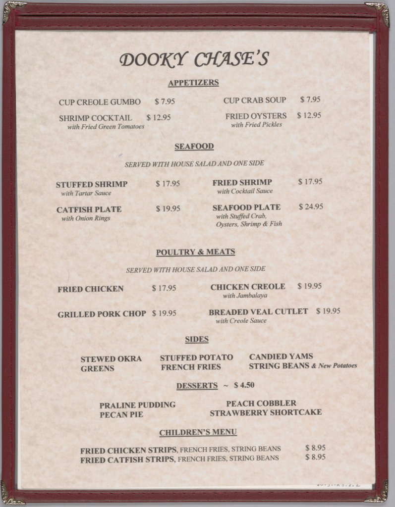 Collection of the Smithsonian National Museum of African American History and Culture, Gift of Dooky Chase's Restaurant and Chef Leah Chase