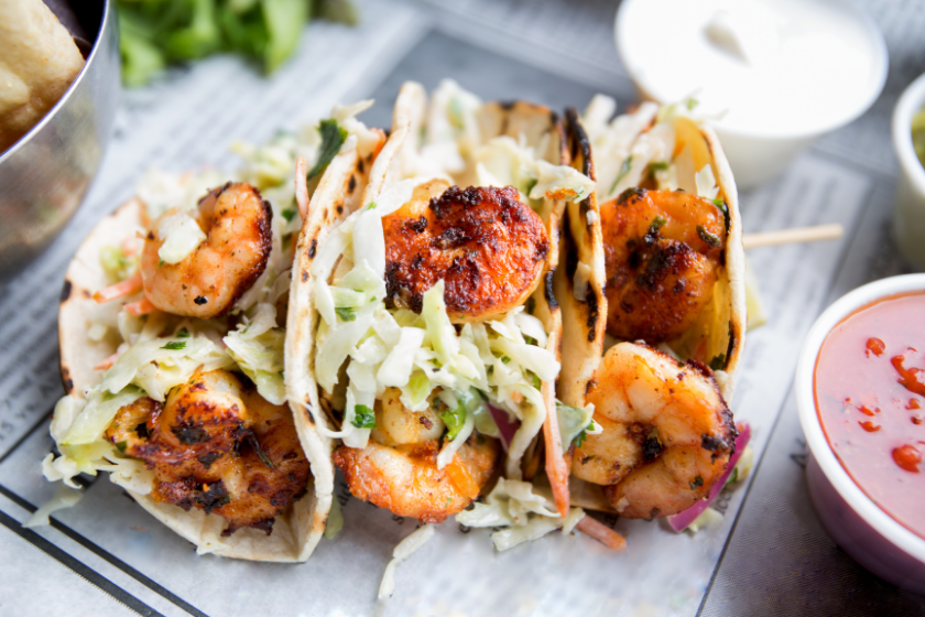 shrimp tacos on plate
