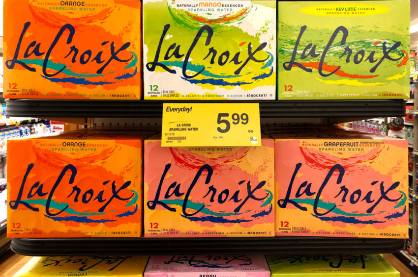 SAN ANSELMO, CALIFORNIA - MARCH 08: LaCroix sparkling water is displayed on a shelf at a Safeway store on March 08, 2019 in San Anselmo, California. LaCroix sparkling water maker National Beverage Corp. had its first quarterly sales decline in 5 years and a 39 percent decline in profits from one year ago. The company reported earnings of $220.9 million.