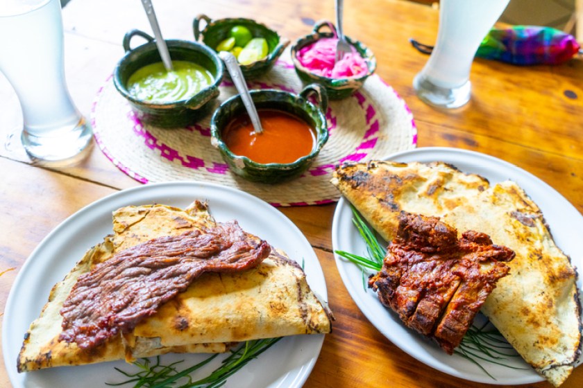 Mexican Traditional Food "Tlayuda" in Oaxaca, Mexico