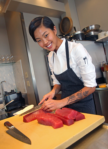 Top Chef Kristen Kish prepares some tuna