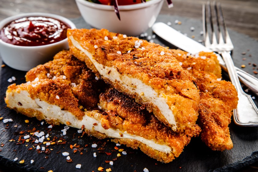 Fried pork chop and vegetables