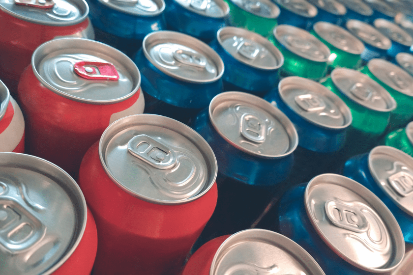 walmart sodas lined up in cans