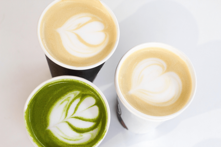 coffee and matcha lattes