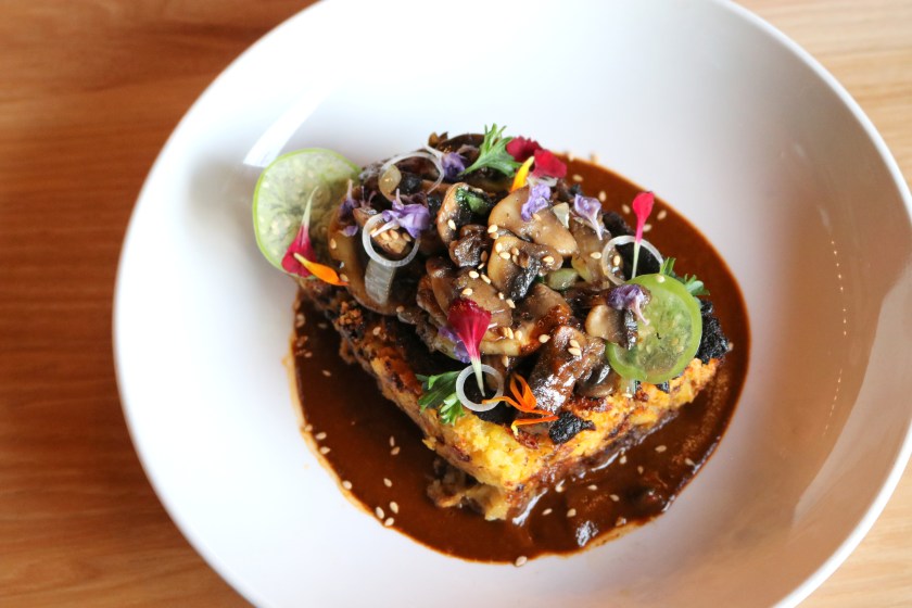 bread with mole and mushrooms