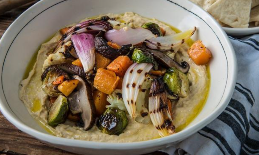smoked hummus with veggies