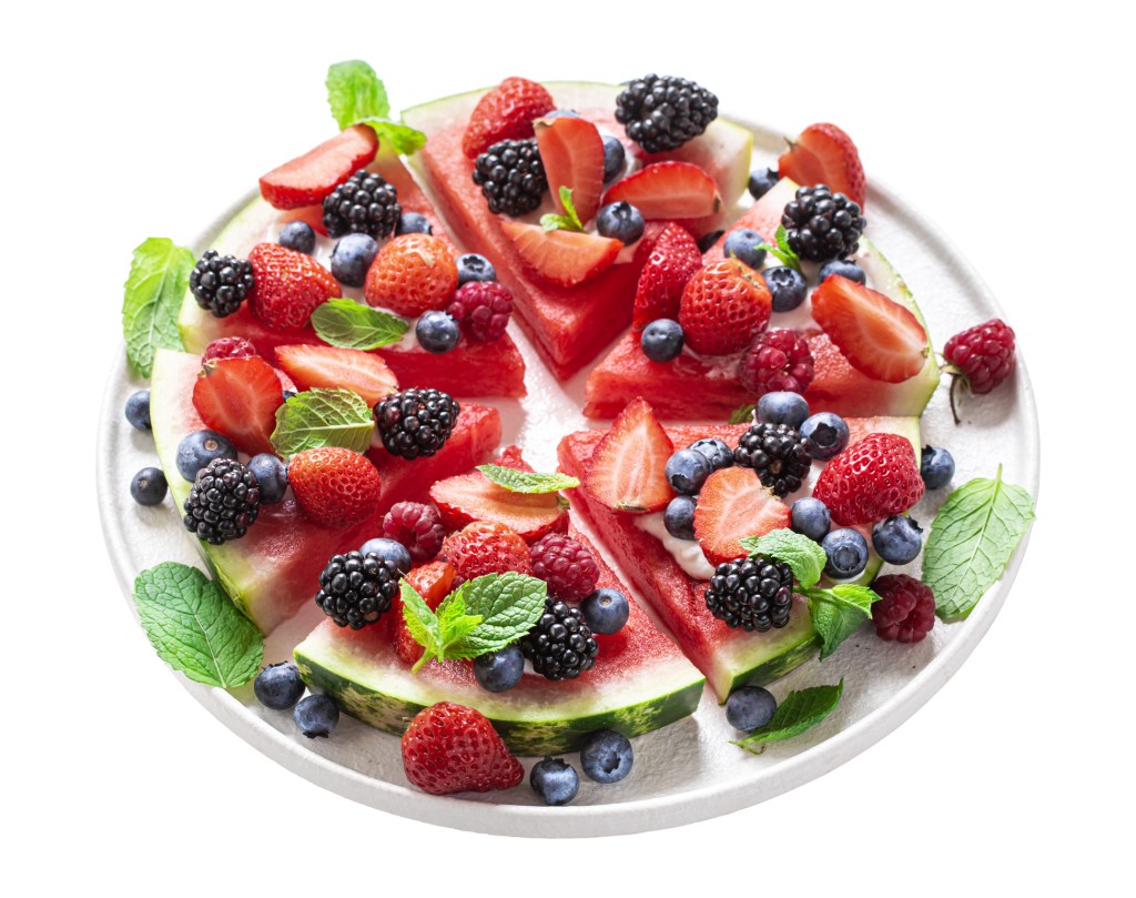 Watermelon pizza isolated